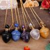 HXSCOO Women Gemstone Perfume Bottle Pendant, Carved Crystal Acorn Healing Necklace Boho Friendship Necklace Jewelry Gift (Color : Gold_Crazy Agate) view 2
