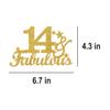 14 & Fabulous Cake Toppers Gold Glitter, Happy 14th Birthday Cake Topper Cheers to 14 Years Old Bday Decoration, Fourteen and Fabulous Cake Decorations for 14 Birthday Anniversary Party view 2