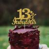13 & Fabulous Cake Toppers Gold Glitter, Happy 13th Birthday Cake Topper Cheers to 13 Years Old Bday Decoration, Thirteen and Fabulous Cake Decorations for 13th Birthday Anniversary Party view 4