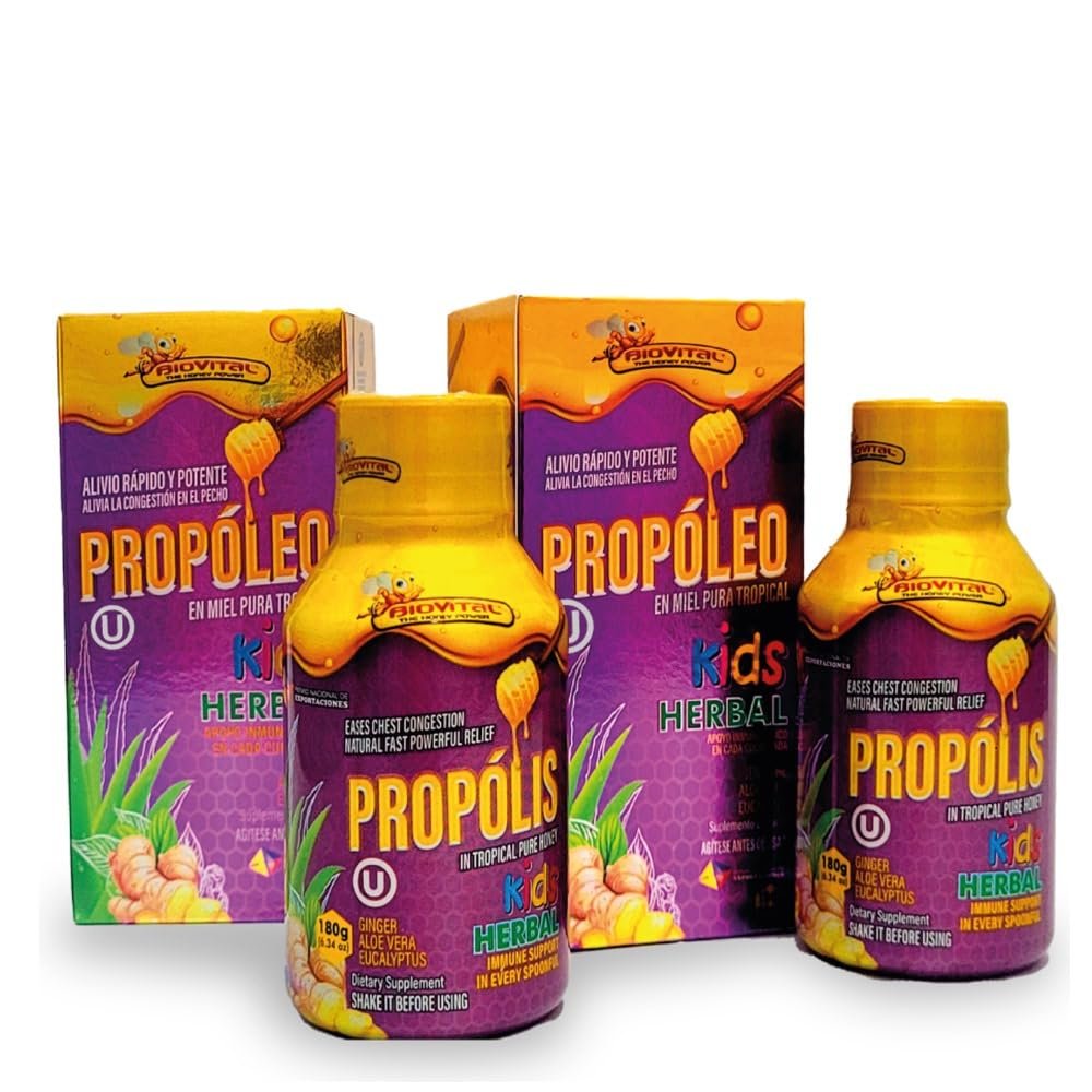 Biovital Prepack Propolis in 100% Tropical Pure Honey Kids with 10 DHA x 12,68 Fl Oz.
