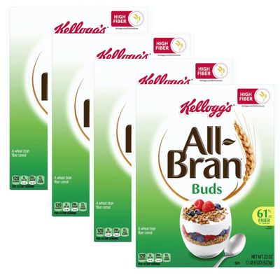 All Bran Buds Cereal - High Fiber, 22 oz, Pack of 4 - Healthy All Bran Cereal, Nourishing All Bran Buds Breakfast Option, Bundled with The Sweet Lyfe Fridge Magnet