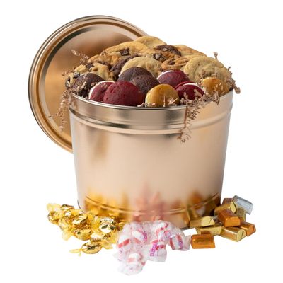 Carolina Cookie Company Fresh Baked Gourmet Gold Cookie Bucket, 24 Cookies + 12 Whoopie Pies + Assorted Candies, Handmade to Order, No Preservatives, Never Frozen, Shipped & Delivered, Holiday & Gift Basket