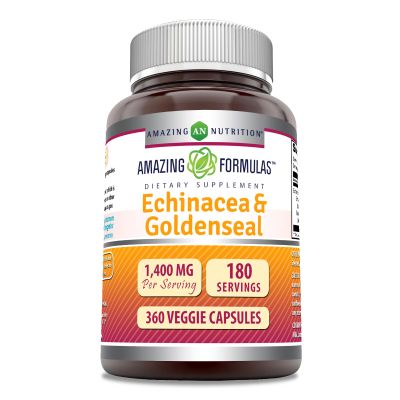 Amazing Formulas Echinacea with Goldenseal Supplement | 1400 Mg Per Serving | 360 Veggie Capsules |Non-GMO | Gluten Free | Made in USA