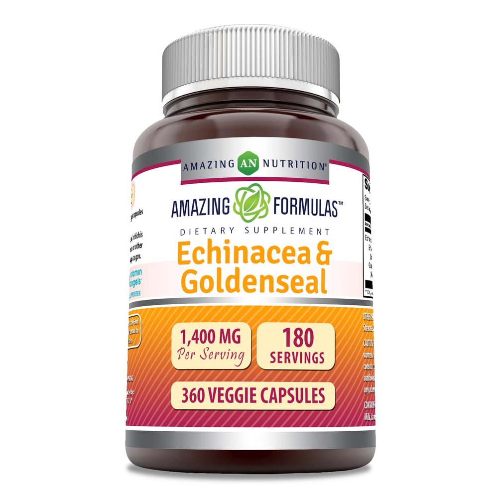 Amazing Formulas Echinacea with Goldenseal Supplement | 1400 Mg Per Serving | 360 Veggie Capsules |Non-GMO | Gluten Free | Made in USA