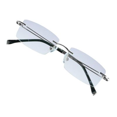 VisionGlobal Metal Readers for men/women Blue Light Blocking,Hand-set Diamond Fashion Square Glasses (Silver Grey, 2.50 Magnification)