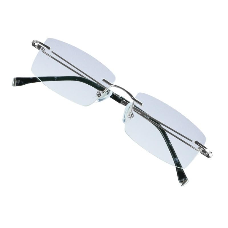VisionGlobal Metal Readers for men/women Blue Light Blocking,Hand-set Diamond Fashion Square Glasses (Silver Grey, 2.50 Magnification)