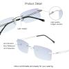 VisionGlobal Metal Readers for men/women Blue Light Blocking,Hand-set Diamond Fashion Square Glasses (Silver Grey, 2.50 Magnification) view 2