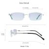 VisionGlobal Metal Readers for men/women Blue Light Blocking,Hand-set Diamond Fashion Square Glasses (Silver Grey, 2.50 Magnification) view 3
