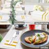 Biocean 50 Pack Napkins Disposable Guest Towels Linen-Feel Decorative Napkins Soft and Absorbent Dinner Paper Hand Towels for Bathroom Party Powder Room Hotel Fancy Restaurant (50, Gold Line) view 4