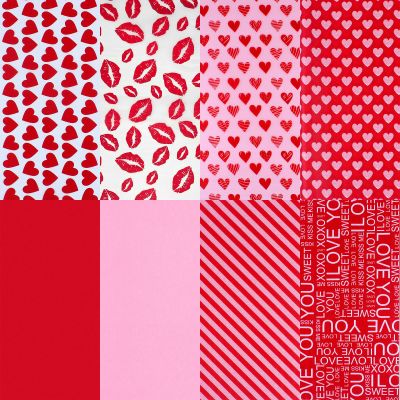 AORZIT 120 Sheets Valentines Day Tissue Paper Bulk 8 Design Pink Red Heart Lip Pattern Gift Wrapping Paper for Valentine's Wedding Mother's Day Party Decor DIY Craft