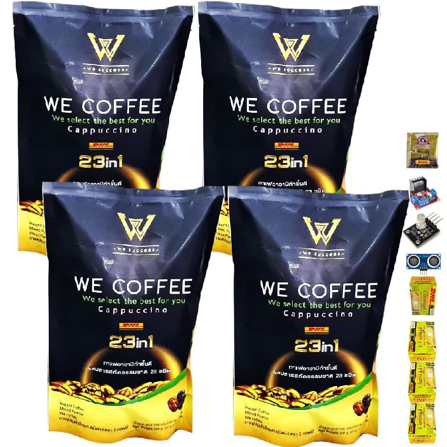 15 Sachets/Pack Healthy 0% Sugar Trans Fat We Coffee Instant Coffee Cappuccino Mix Powder 23in1 Snack (of 4) By Beautygoodshop [Get Free For You Beauty Gifts]