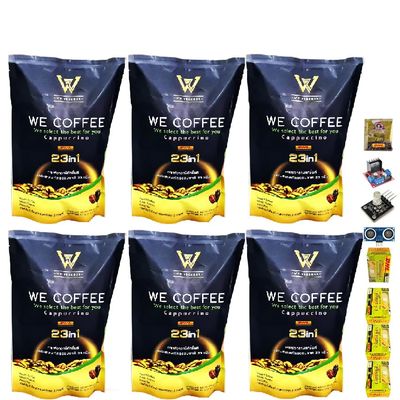 We Coffee Instant Coffee Cappuccino Mix Powder 23in1 Snack Healthy 0% Sugar Trans Fat 15 Sachets/Pack Set 6 No0887899695 By Beautygoodshop [Get Free For You Beauty Gifts]