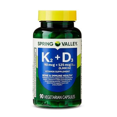4 TOP CARE Vitamin K2 (90mcg) + D3 (125mcg) Vegetarian Capsules, 90 Count