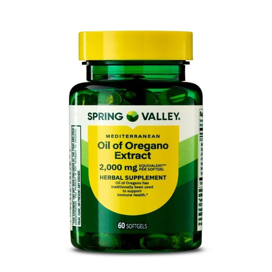 4 TOP CARE Mediterranean Oil of Oregano Extract Herbal Supplement Softgels, 2000 mg, 60 Count