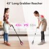 43" Grabber Reacher Tool, Foldable Reacher Grabber Pickup Tool with 360 Rotating Jaw & Two Magnets, Extra Long Trash Picker Upper Grabber, Extension Grabbers for Seniors, Pink view 2