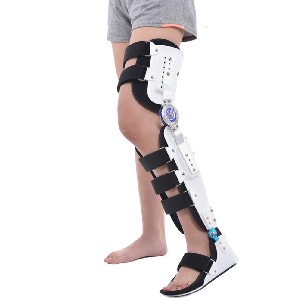 XJZHANG Hinged ROM Knee Brace, Adjustable and Breathable Hinged Knee Brace, Straight Leg Support Knee Splint for Knee Sprain, Ligament Injury, Joint Hyperextension