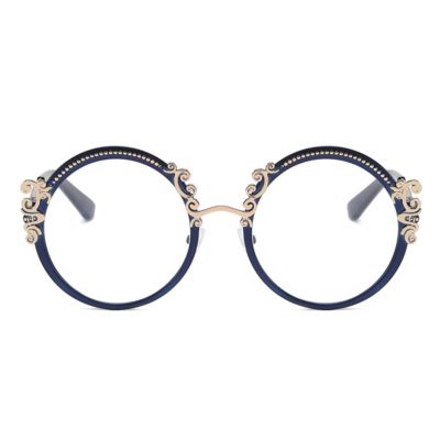 AOOLIA Retro Round Reading Glasses for Women Vintage Elegante Full Rim Multicolor Blue Light Blocking Reader Eyeglasses (Blue, 1.5, x)