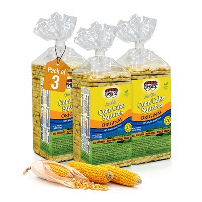 Only Kosher Candy Ultra Thin Corn Cake Squares, Gluten Free Cakes Original (Pack of 3)
