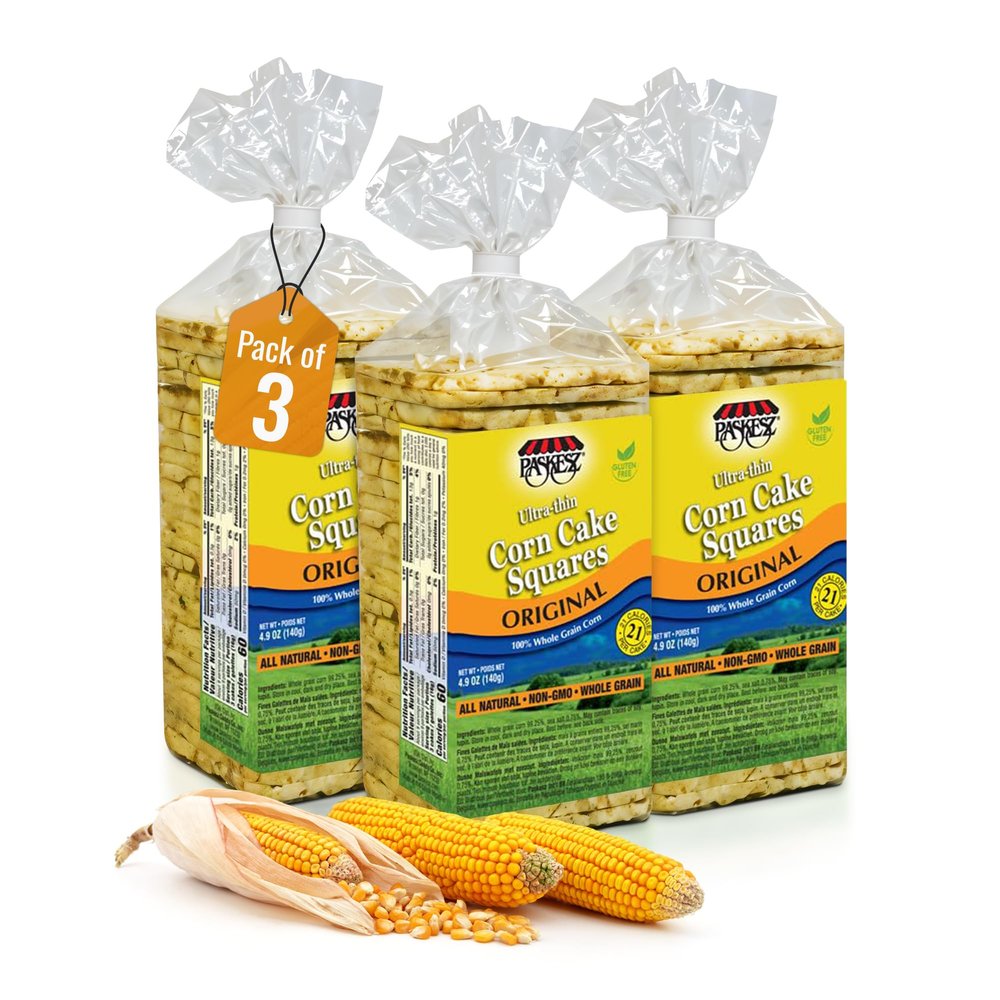 Only Kosher Candy Ultra Thin Corn Cake Squares, Gluten Free Cakes Original (Pack of 3)