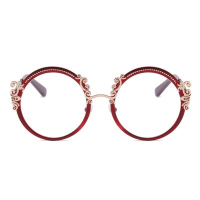 AOOLIA Retro Round Reading Glasses for Women Vintage Elegante Full Rim Multicolor Blue Light Blocking Reader Eyeglasses (Red, 1.75, x)