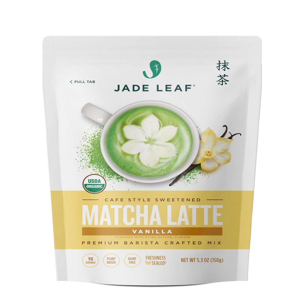 Jade Leaf Matcha Organic Vanilla Matcha Latte Mix - Lightly Sweet Japanese Matcha Green Tea Powder with Organic Cane Sugar for Caf Style Blend, 5.3 Ounce / 150g (Pack of 1)