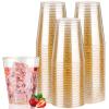 Goodluck 10 oz 50 PCS Gold Glitter Plastic Cups, Disposable Glitter Cups, Elegant Plastic Cocktail Glasses, Fancy Party Cups for Wedding, Birthday, Holiday view 1