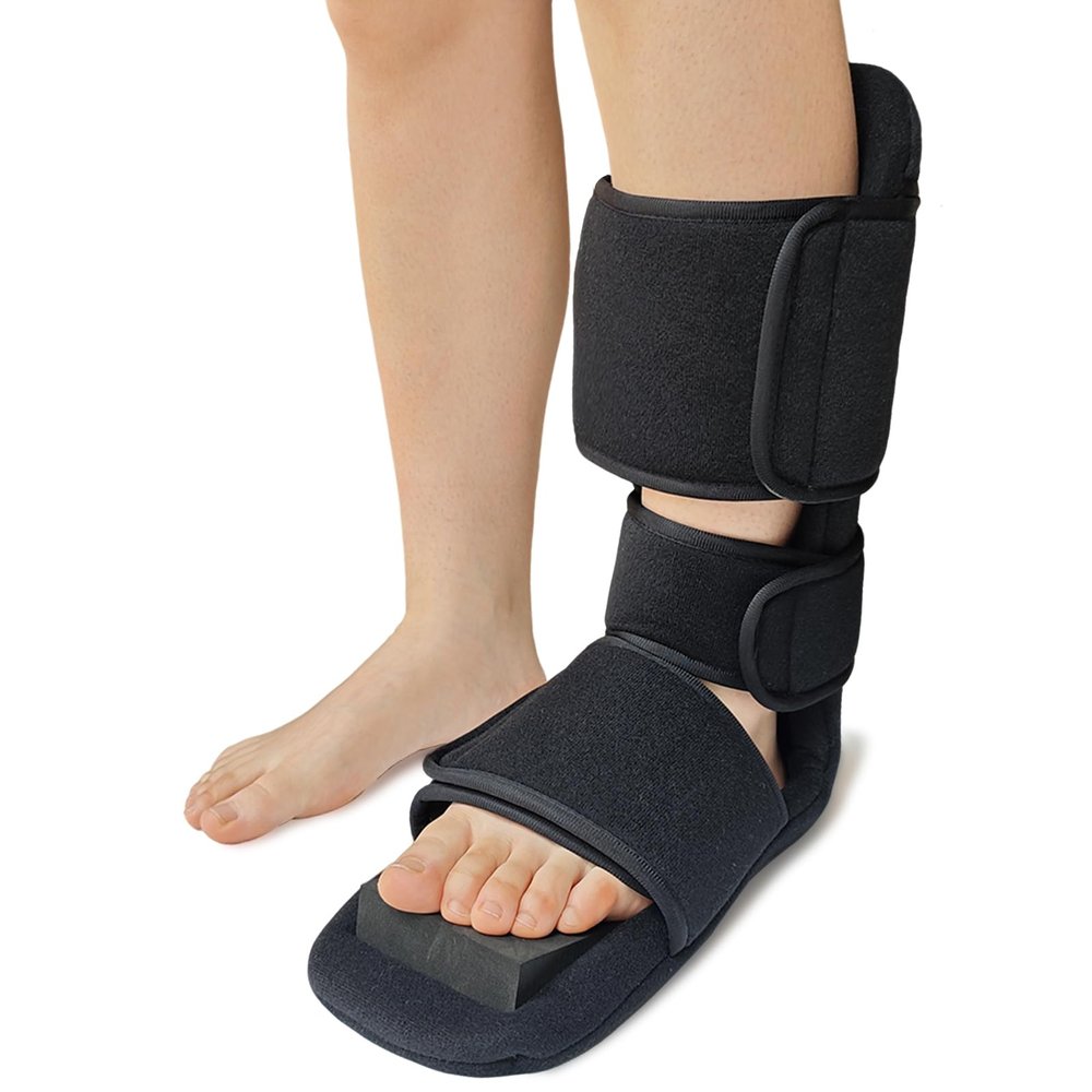 Plantar Fasciitis Night Splint Boot Adjustable 90 Dorsiflexion Brace for Stabilizing Foot & Ankle Support with Soft Padded Wedge, Stretching Boot for Achilles Tendon, Heel Spurs, Drop Foot (L)