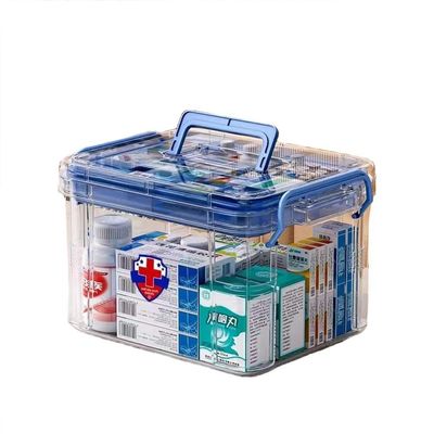 KALWEL,Medicine Storage Box,Pill Bottle Organizer,Medication Organizer Storage,Double Compartment Medication Organizer with Large Capacity,Transparent Medicine Organizer for Home,Medication Storage