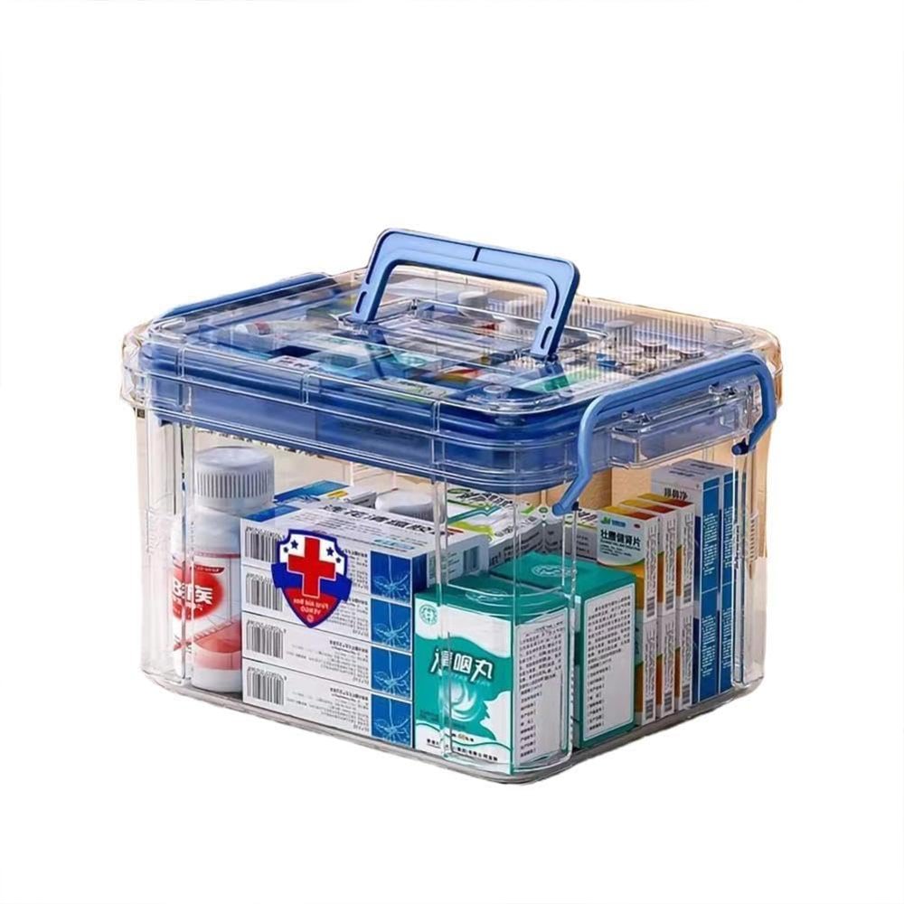KALWEL,Medicine Storage Box,Pill Bottle Organizer,Medication Organizer Storage,Double Compartment Medication Organizer with Large Capacity,Transparent Medicine Organizer for Home,Medication Storage