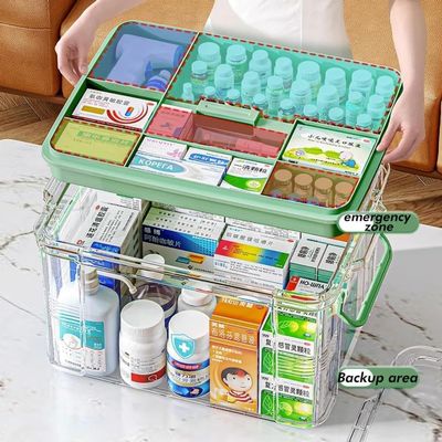 KALWEL,Medicine Storage Box,Pill Bottle Organizer,Medication Organizer Storage,Double Compartment Medication Organizer with Large Capacity,Transparent Medicine Organizer for Home,Medication Storage