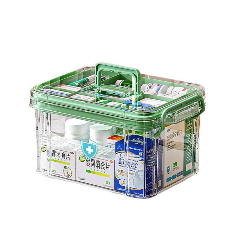 KALWEL,Medicine Storage Box,Pill Bottle Organizer,Medication Organizer Storage,Double Compartment Medication Organizer with Large Capacity,Transparent Medicine Organizer for Home,Medication Storage