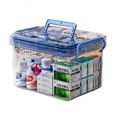 KALWEL Double Compartment Medicine Storage Box With Large Capacity - Transparent Pill Bottle Organizer for Home