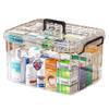 KALWEL Double Compartment Medicine Storage Box - Large Capacity Transparent Pill Organizer for Home Medication view 1