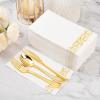 BESTVIP 200 Pack Disposable Paper Napkins,3-Ply Dinner Napkins with Gold Trim for Guests,Bathroom Paper Hand Towels Soft and Absorbent,Perfect for Christmas,Kitchen,Dinner,Party,Wedding or Event view 2