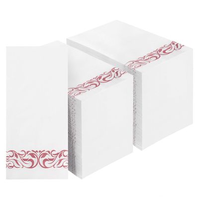BESTVIP 200 Pack Disposable Paper Napkins,3-Ply Dinner Napkins with Rose Gold Trim for Guests,Bathroom Paper Hand Towels Soft and Absorbent,Perfect for Christmas,Kitchen,Dinner,Party,Wedding or Event