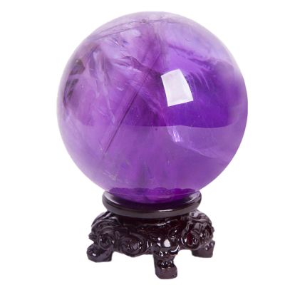 NIBHZ Natural Amethyst Quartz Crystal Sphere Ball Healing Stone with Stand Gift Crystal Ball Base,amethyst-50mm