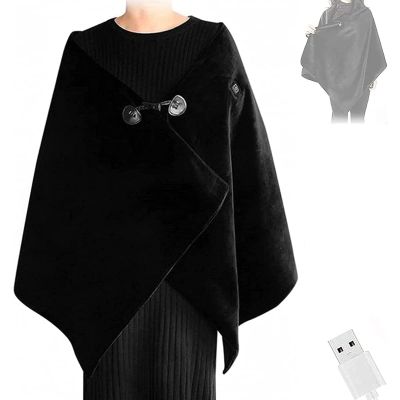 XJZHANG Electric Heated Throw Blanket Thickening USB Heated Wrap Shawl with Buttons Wearable Portable Heating Shawl Electric Throw for Home Office Use