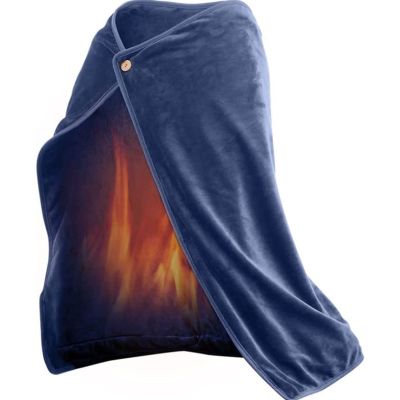XJZHANG Wearable Heated Poncho Heating Shawl Blanket, Warm Electric Blanket Heating Pad, Electric Wrap Blanket Heated Flannel Shawl with Buttons Clasps, Fast Heating, Electric Throw Wraps