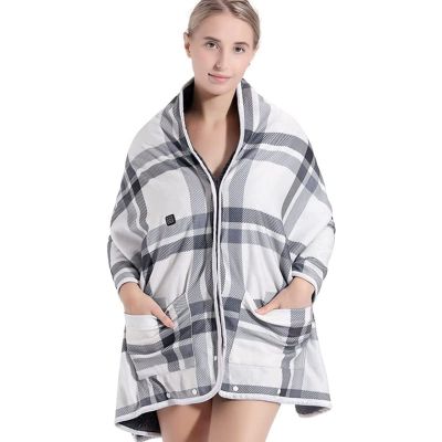 XJZHANG USB Office Electric Heated Shawl, Soft Flannel Thermal Shawl, Wearable Electric Blanket with Buttons Soft Home Office Back Knee Warmer