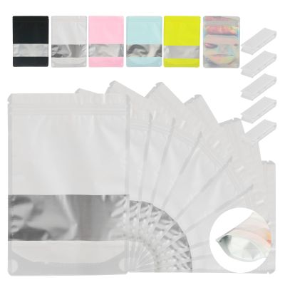 200 Pcs Mylar Bags for Food Storage 4x6 Mylar Bag with Window, Foil Stand Up Resealable Bags for Food, Smell Proof Bag Freeze Dried Candy Packaging Sealable Pouch Jewelry Bracelet Pouch White