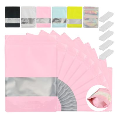 200 Pcs Mylar Bags for Food Storage 7x10 Mylar Bag with Window, Foil Stand Up Resealable Bags for Food, Smell Proof Bag Freeze Dried Candy Packaging Sealable Pouch Jewelry Bracelet Pouch Pink