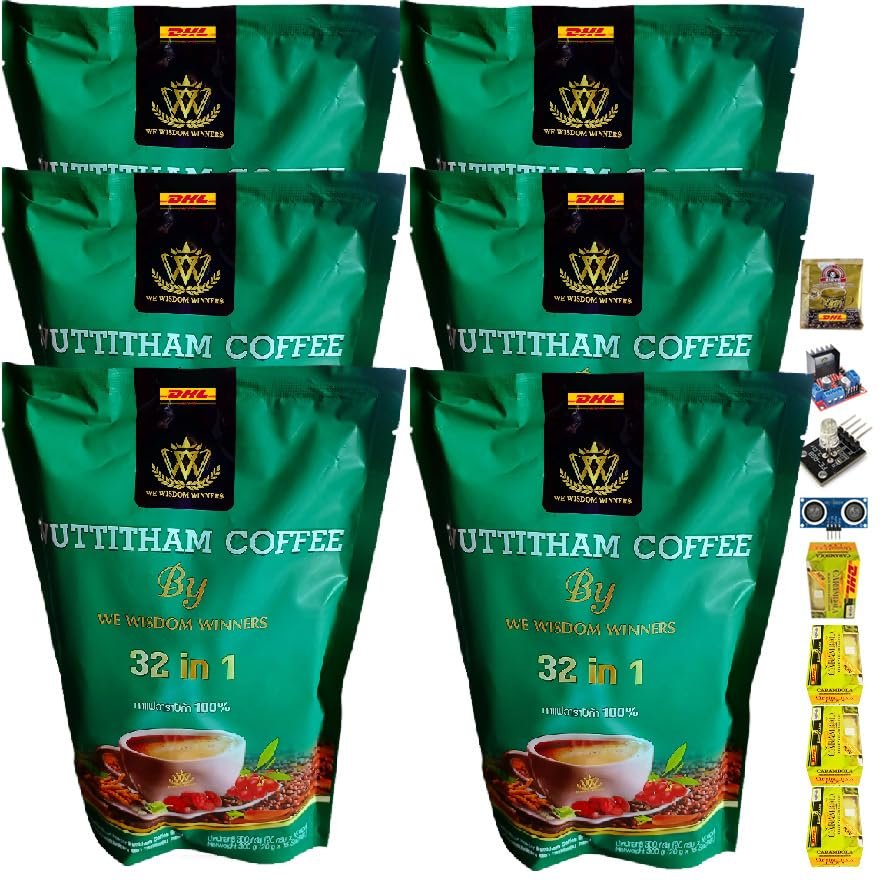 300g(15 Sachets) Arabica Roasted Roasted Healthy Snack Delicious Wuttitham Instant Coffee 32in1 Vegan Set 6 No0947894562 By Beautygoodshop [Get Free For You Beauty Gifts]