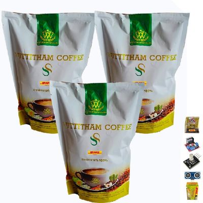 300g(15 Sachets) Wuttitham Instant Coffee SS 8in1 Vegan Arabica Roasted Roasted Healthy Snack Delicious (of 3) By Beautygoodshop [Get Free For You Beauty Gifts]