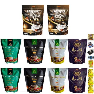 Vegan Snack Happy Coffee Gold-Wuttitham-KCM Coffee Instant Black Coffee Mix 8 in 1 Arabica Roasted Snack Delicious Healthy Set 10 By Beautygoodshop [Get Free For You Beauty Gifts]