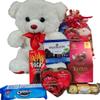Valentines Day Gift Teddy Bear with Chocolates and Cookies Assortment, 10 Inches (white) view 1
