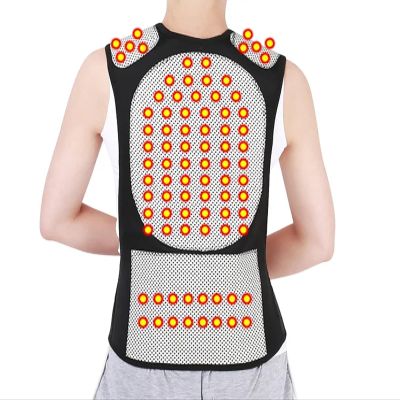98pc Tourmaline Self-heating Back Posture Corrector Magnetic Full Back Shoulder Waist Neck Brace Lumbar Support for Women & Men Pain Relief Black gift (Color : 98pcs, Size : XL)