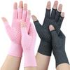 2 Pairs Arthritis Gloves, Compression Gloves for Women Men, Relieve Arthritis, Rheumatoid, Osteoarthritis, Carpal Tunnel Pain, Anti-Slip Fingerless Gloves for Hand Support (Mdeium, Pink and Grey) view 1