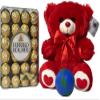 B BBO Brand Valentine's Day Chocolate Assortment Gift Box | 11" Teddy Bear Plush (Red or White) PLUS A Free BBO Hand Stress Ball (Ferrero Rocher Fine Hazelnut Chocolates Gift Box, 48 Count) view 2