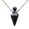 HXSCOO Women's Small Natural White Roses Quartz Pendulum Perfume Bottle Necklace Chakra Reiki Diffuser Pendant Jewelry Gift (Color : Lapis Silver) view 1