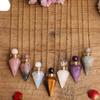 HXSCOO Women's Small Natural White Roses Quartz Pendulum Perfume Bottle Necklace Chakra Reiki Diffuser Pendant Jewelry Gift (Color : Lapis Silver) view 2